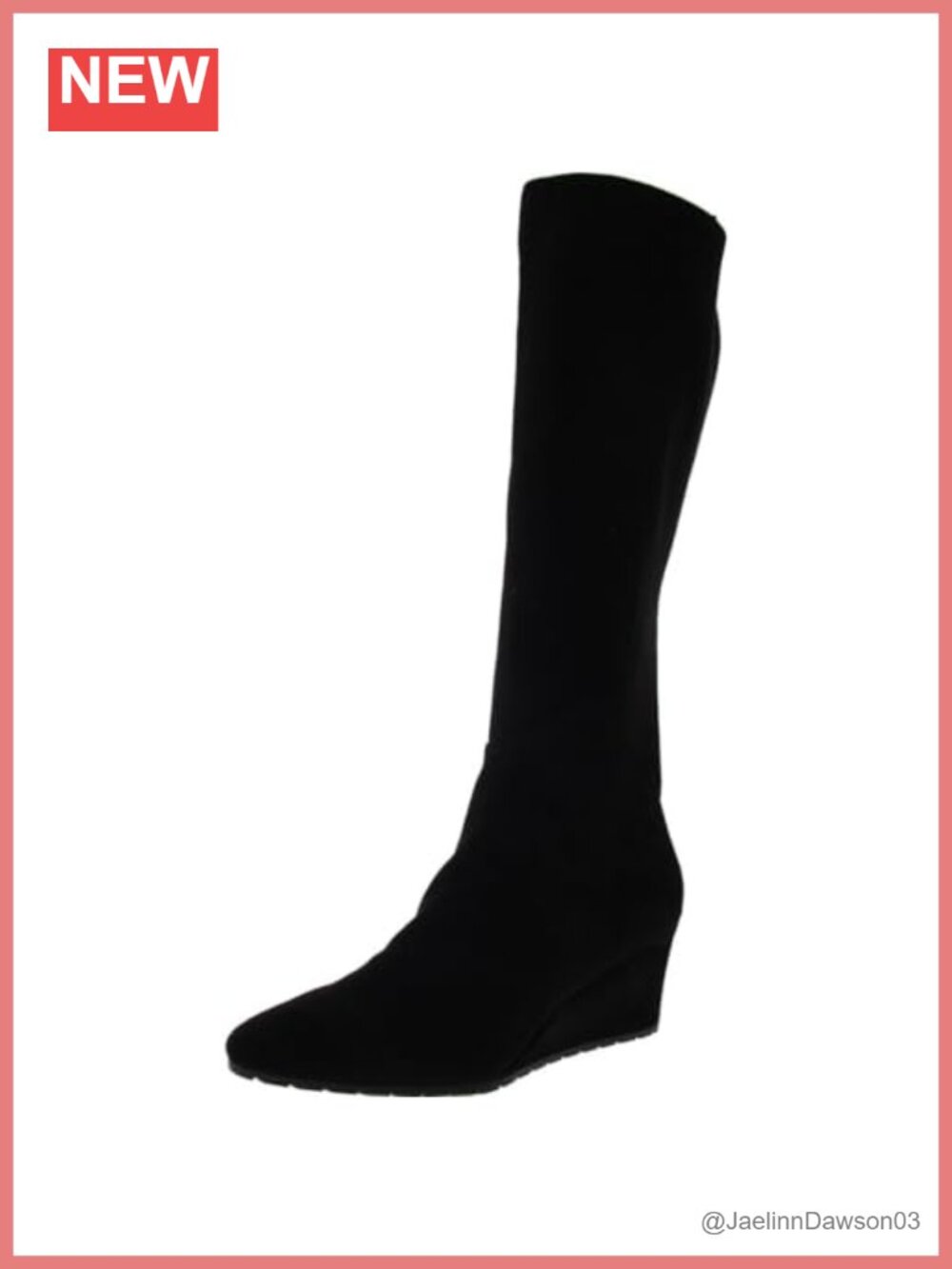 Anne Klein Vella Mid-Calf Wedge Heel Tall Boots Faux Suede